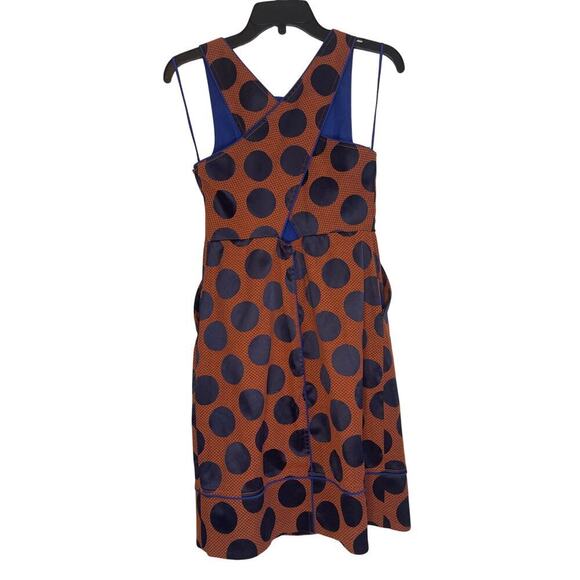 Maeve Anthropologie Women's Size 2 Orange Blue Polka Dot Sleeveless Sheath Dress - Picture 2 of 7
